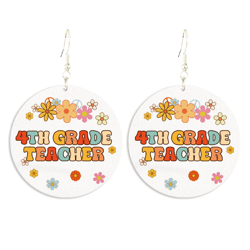 Wholesale Teacher Gift Wood Print Vintage Bohemian Earrings
